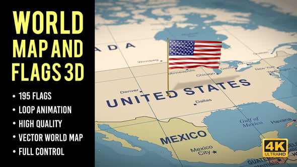World Map and Flags 4K（836336）-技能树